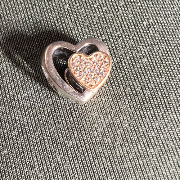 Authentic Pandora Women Joined Together Pave Hearts Charm with 14k - Picture 5 of 5